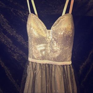 Gray black and white dress